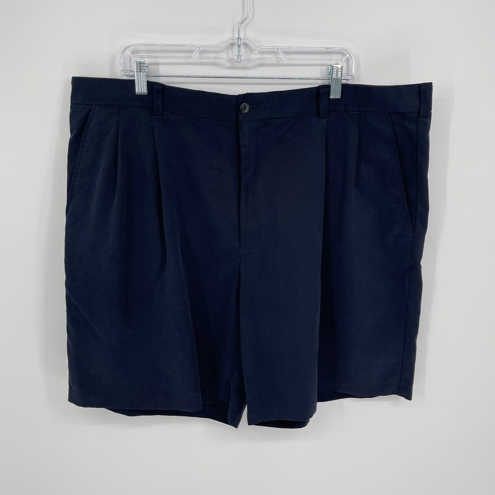 IZOD Men's Vintage Navy Blue Pleated Pockets Twill Casual Chino Shorts‎ Size 44